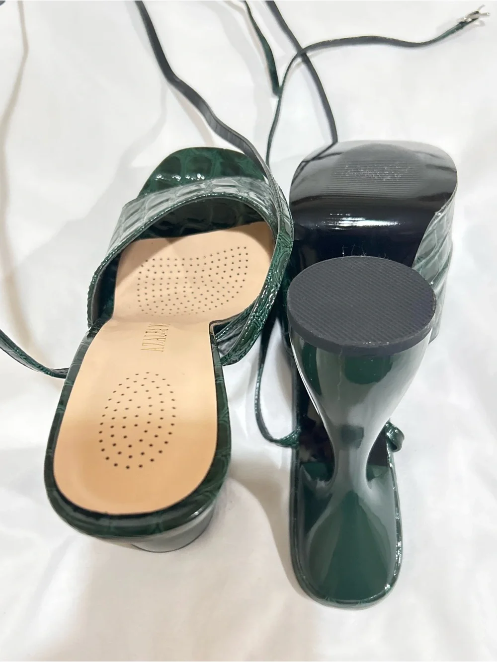 Azalea Wang Wake the Neighbors Chunky Platform Sandals Green Croc Y2K Sz 8.5
